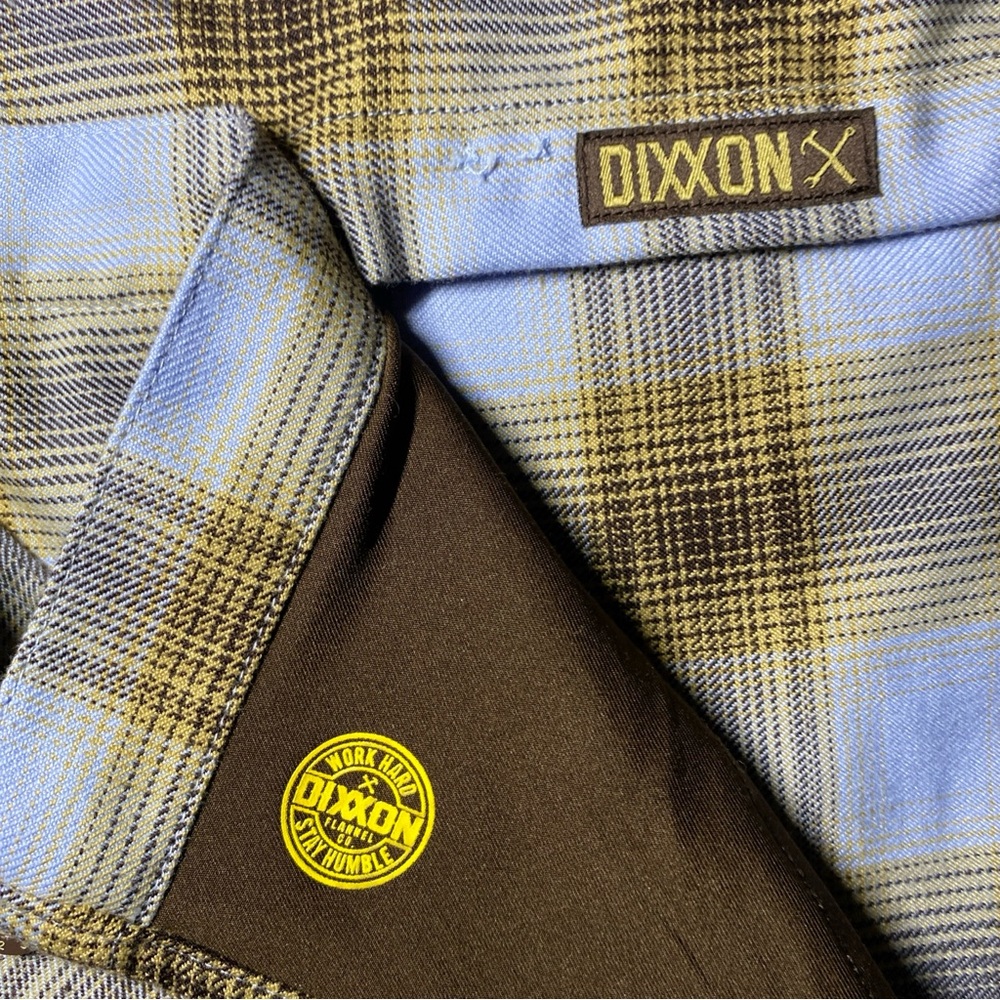 Women's DIXXON yellow and light blue plaid snap-front button-down shirt - Picture 5 of 7